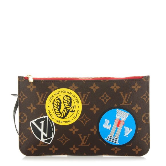 Auth NEW LOUIS VUITTON Limited edition World Tour Neverfull MM GM Pochette - Picture 1 of 7